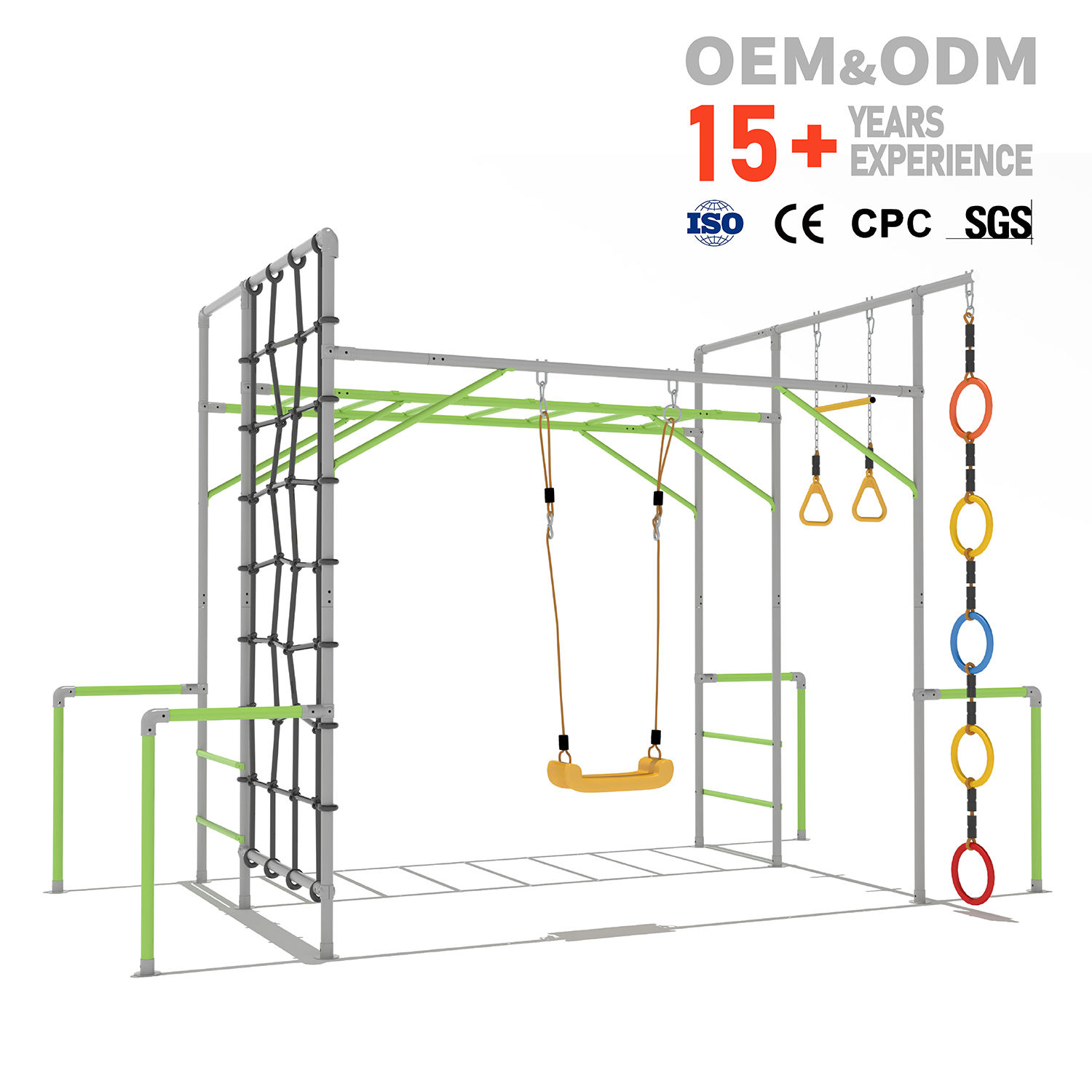 Kids Outdoor Climbing Frame - Kinder-Klettergerüst, Outdoor-Spielplatz für Kinder, Ninja-Hindernisparcours, Seilnetz-Ausrüstung,